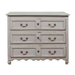 French 1750s Grey Painted Wood Three-Drawer Commode with Original Hardware