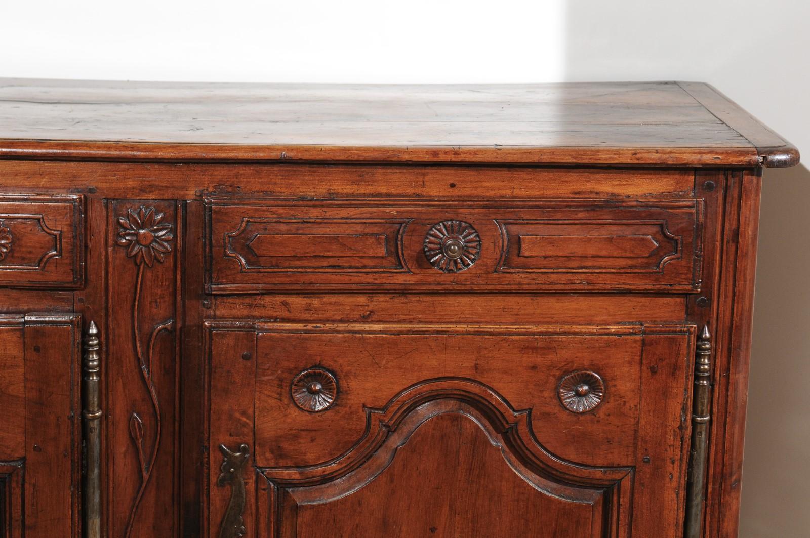 French 1750s Louis XV Cherry Enfilade from Picardy with Three Drawers and Doors 8