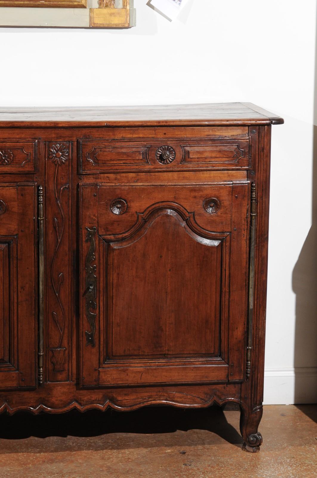 18th Century French 1750s Louis XV Cherry Enfilade from Picardy with Three Drawers and Doors