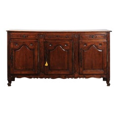 French 1750s Louis XV Cherry Enfilade from Picardy with Three Drawers and Doors