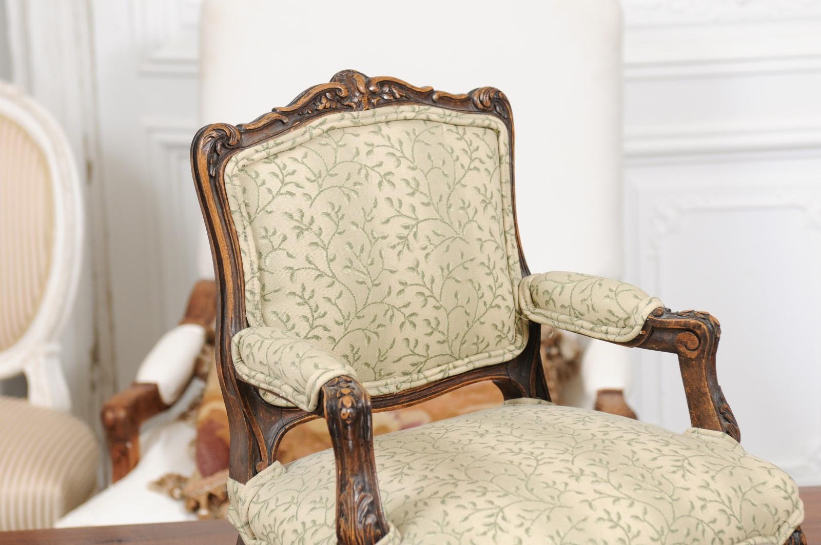 18th Century and Earlier French 1750s Louis XV Period Carved Apprentice Chair with Foliage Upholstery