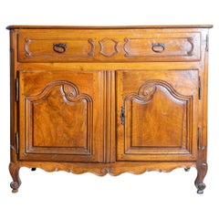 French 1750s Louis XV Walnut Provençal Buffet with Single Drawer and Two Doors