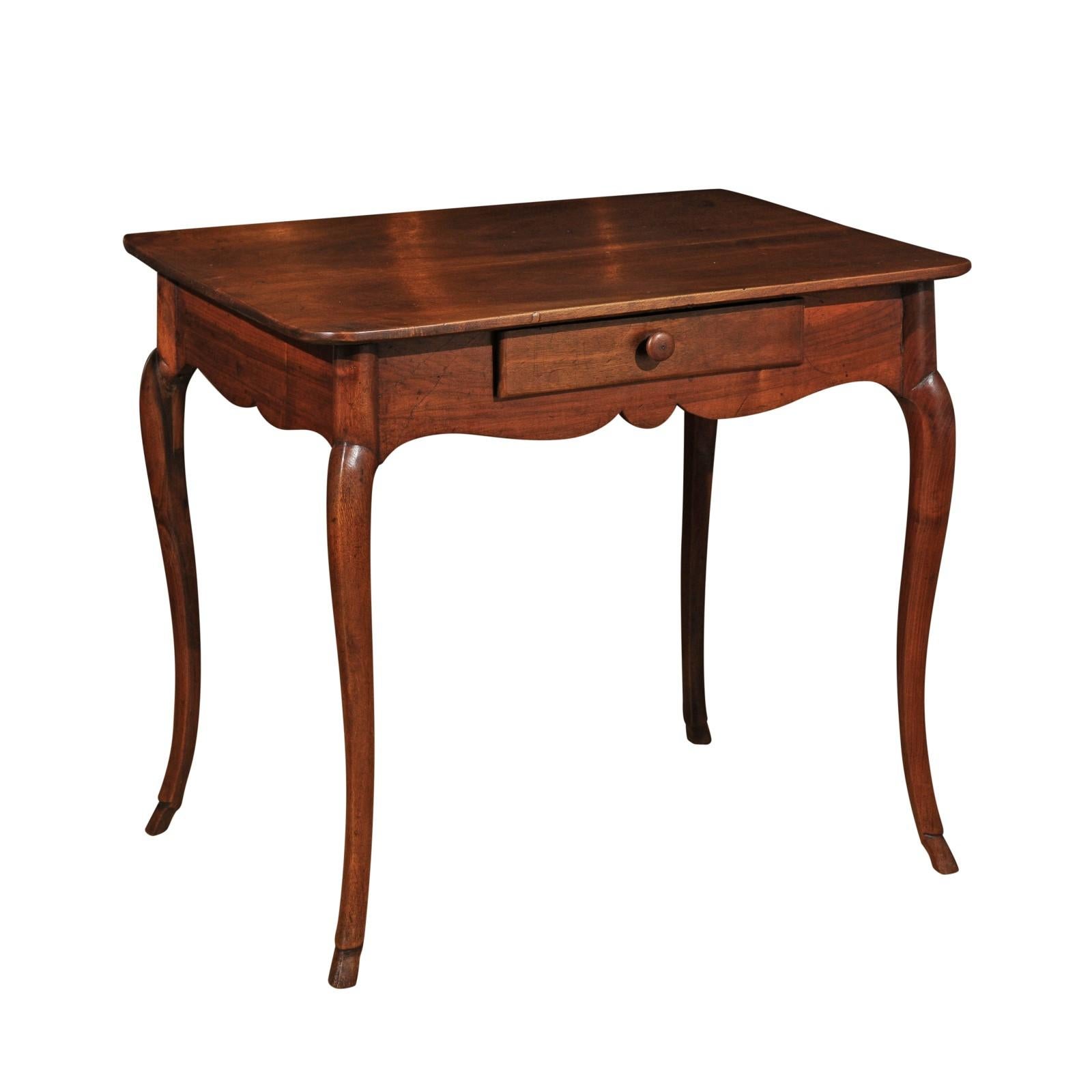 French 1750s Louis XV Walnut Table with Acacia Legs from the Rhône Valley