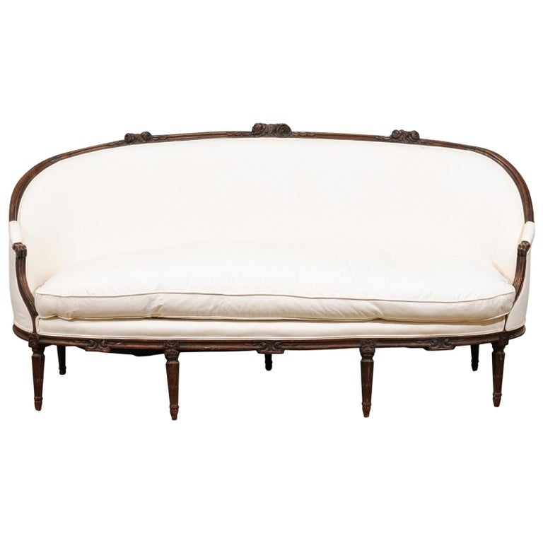 French 1780s Louis XVI Period Walnut Canapé en Corbeille with New  Upholstery For Sale at 1stDibs