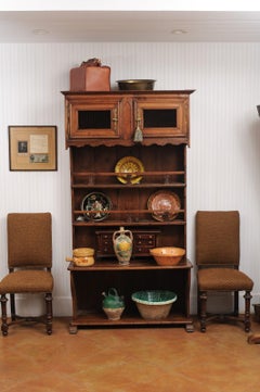 French 1780s Walnut Égouttoir Cabinet with Small Doors, Chicken Wire and Shelves