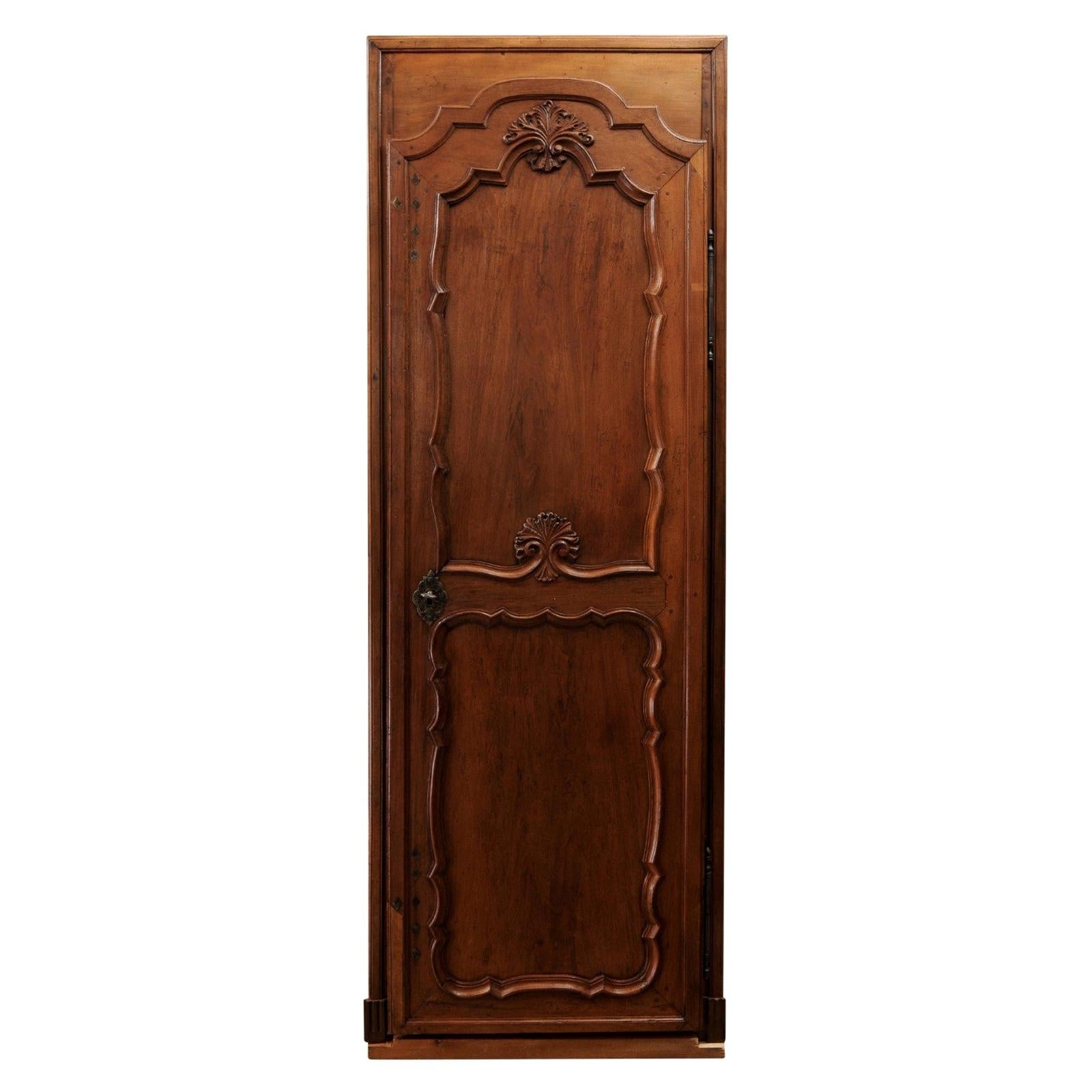 French 1790s Louis XVI Period Communication Door with Carved Foliage Motif