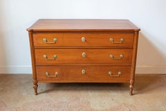 French 1790s Louis XVI Period Three-Drawer Cherry Commode with Brass Hardware