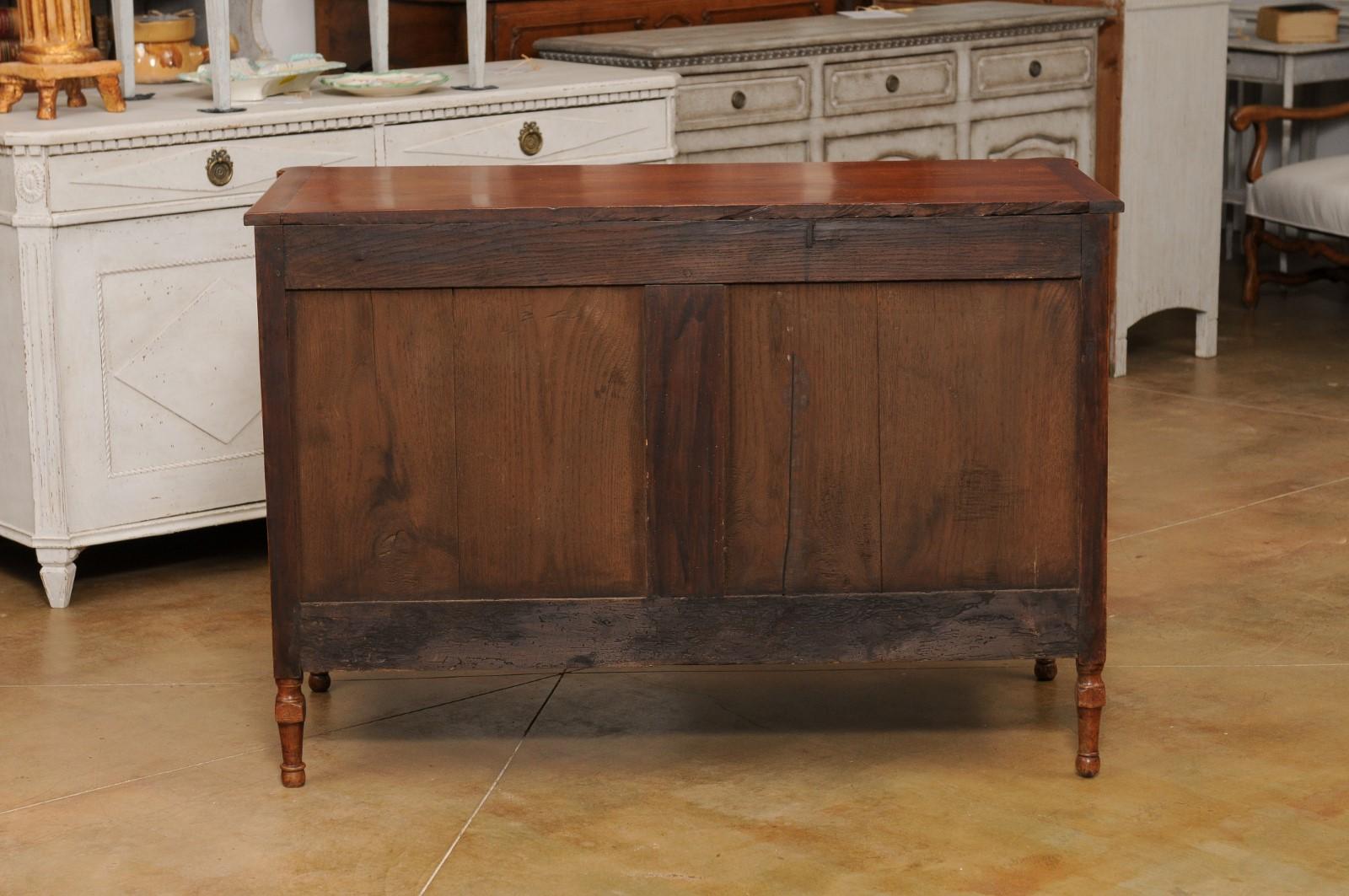 18th Century French 1790s Louis XVI Period Three-Drawer Cherry Commode with Brass Hardware For Sale