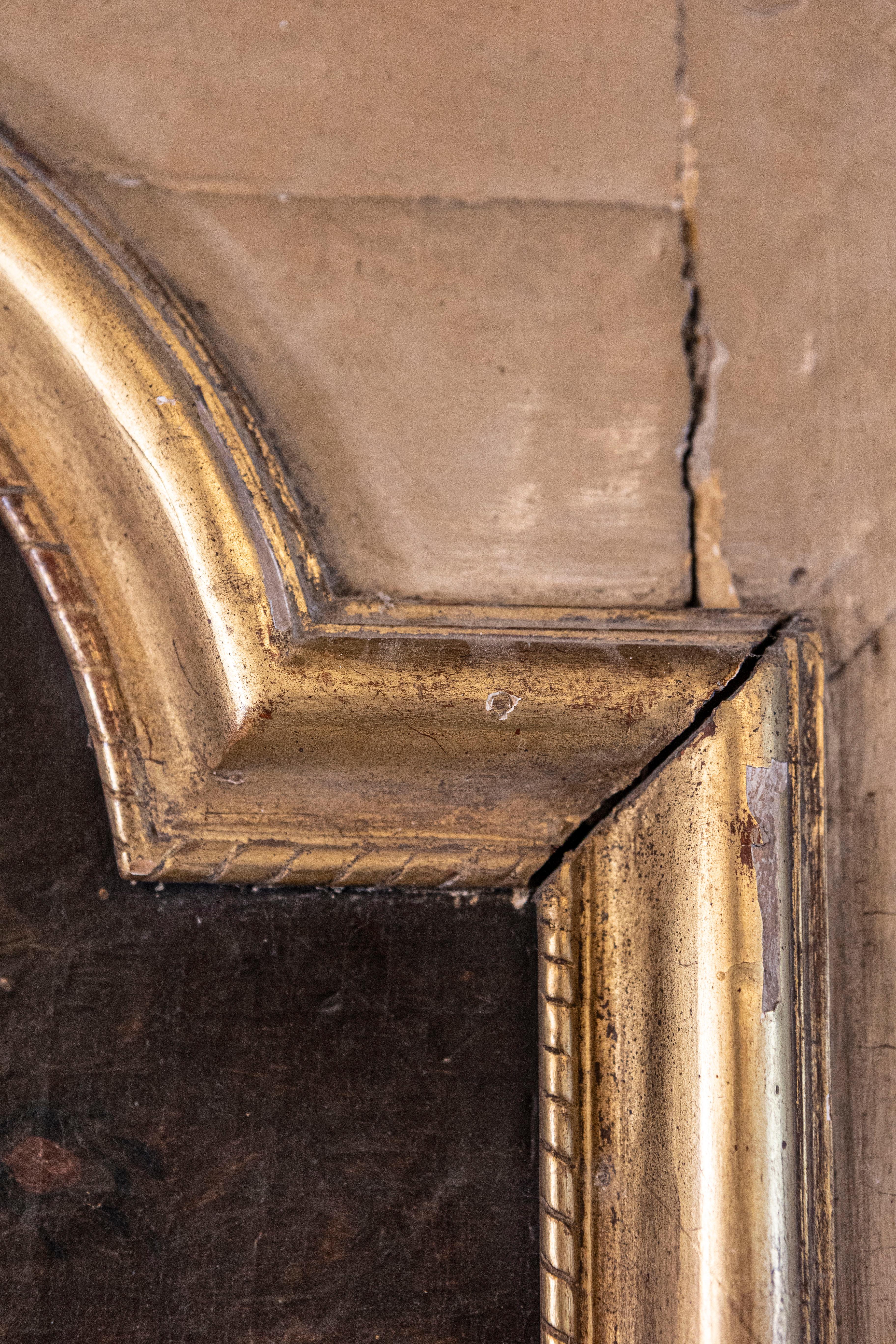 Specchio Trumeau francese dipinto nel 1790 con dipinto floreale originale olio su tela in vendita 2