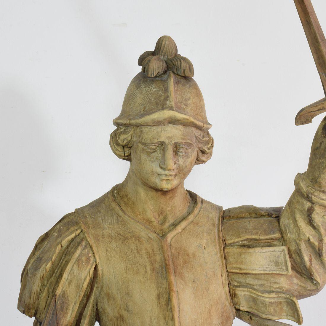 French 17th-18th Century Baroque Carved Wooden Armed Figure 2