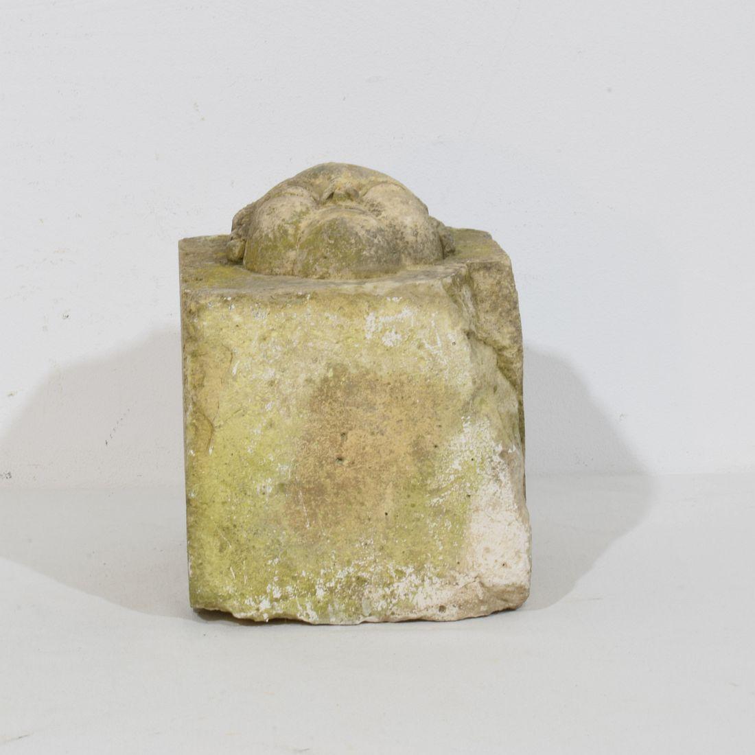 Ornamento a testa di pietra intagliato a mano barocco francese del XVII/XVIII secolo in vendita 3