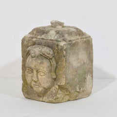 Ornement de tête en pierre baroque français du XVIIe/XVIIIe siècle, sculpté à la main