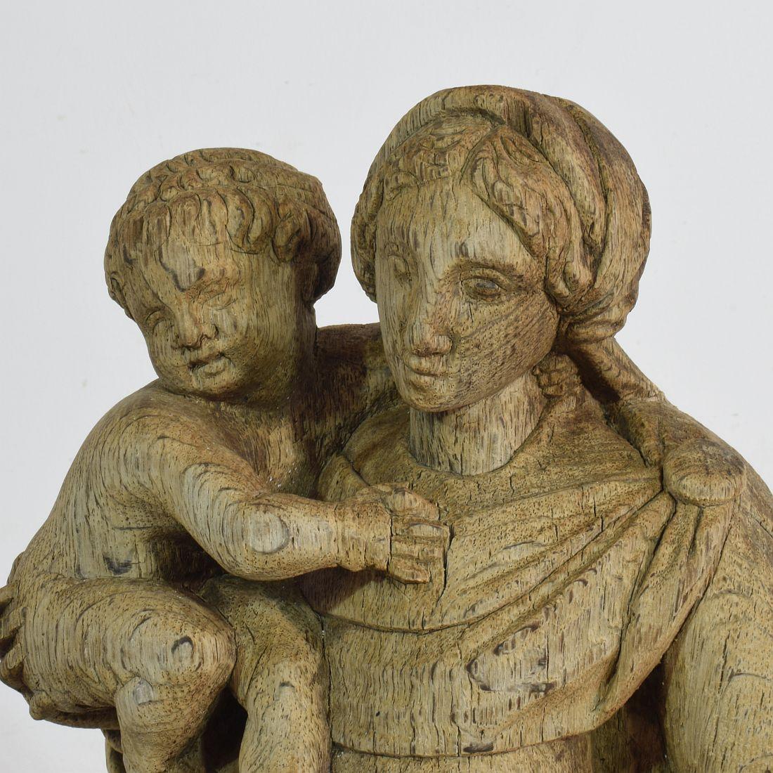 French 17th-18th Century Baroque Wooden Madonna with Child 6