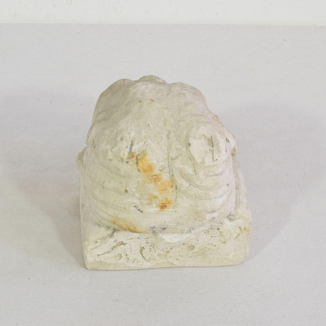 French, 17th / 18th Century Carved Stone Angel Head Ornament For Sale 7