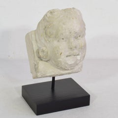 French, 17th / 18th Century Carved Stone Angel Head Ornament