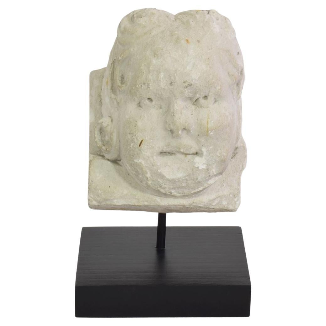 French, 17th / 18th Century Carved Stone Angel Head Ornament
