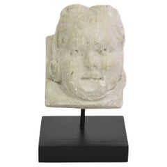 French, 17th / 18th Century Carved Stone Angel Head Ornament