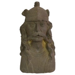 French 17th/18th Century Carved Stone Bust of Celtic Warrior/ Gallic King