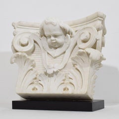 French, 17th / 18th Century, Carved White Marble Capital With Angel Head