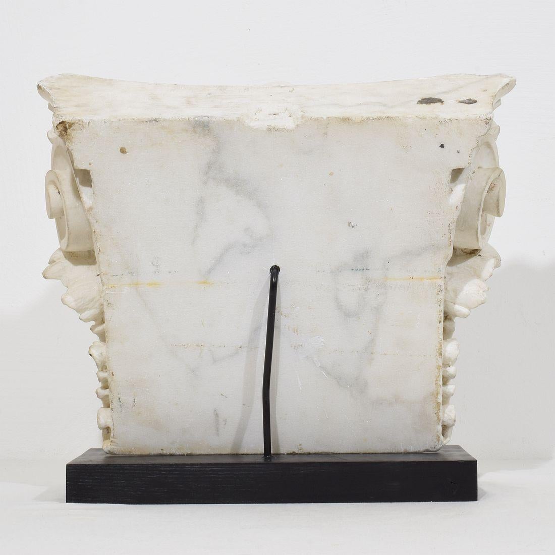18th Century and Earlier French, 17th / 18th Century, Carved White Marble Capital With Angel Head For Sale