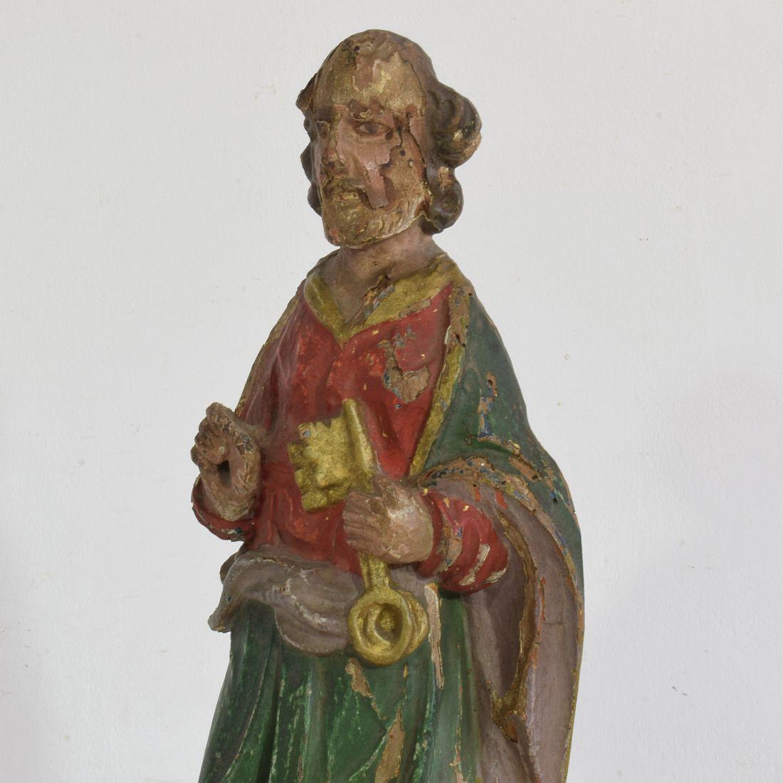 French 17th/18th Century Carved Wooden Saint Peter 4