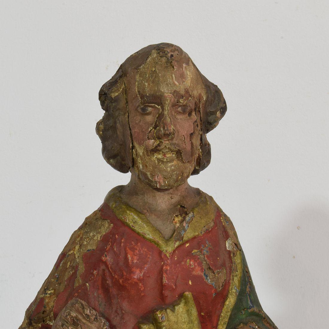 French 17th/18th Century Carved Wooden Saint Peter 10