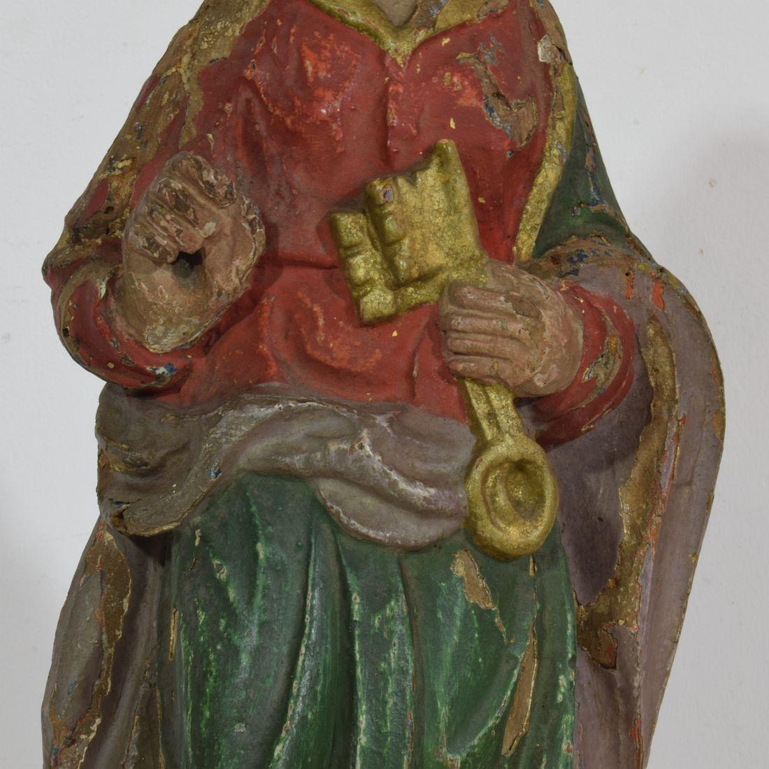 French 17th/18th Century Carved Wooden Saint Peter 11