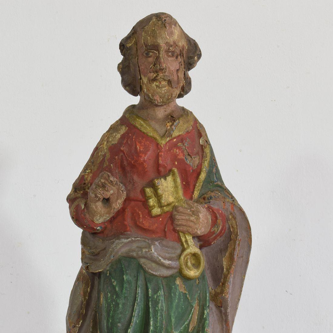 French 17th/18th Century Carved Wooden Saint Peter 2