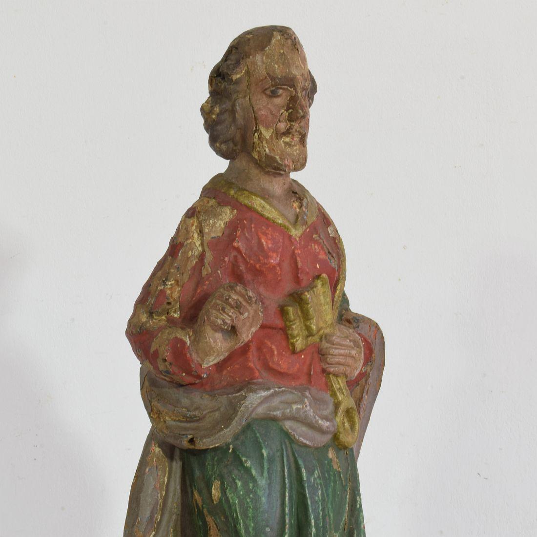 French 17th/18th Century Carved Wooden Saint Peter 3