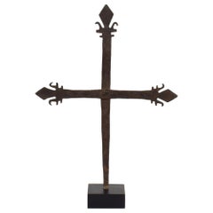 French 17th-18th Century Hand Forged Iron Village Cross