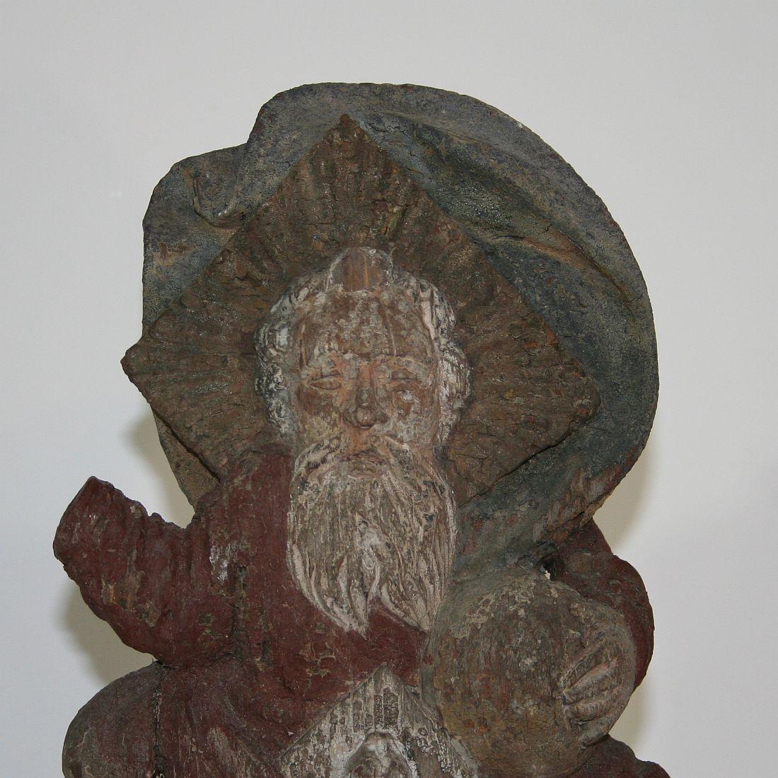 French 17th-18th Century Oak Panel Father God 8