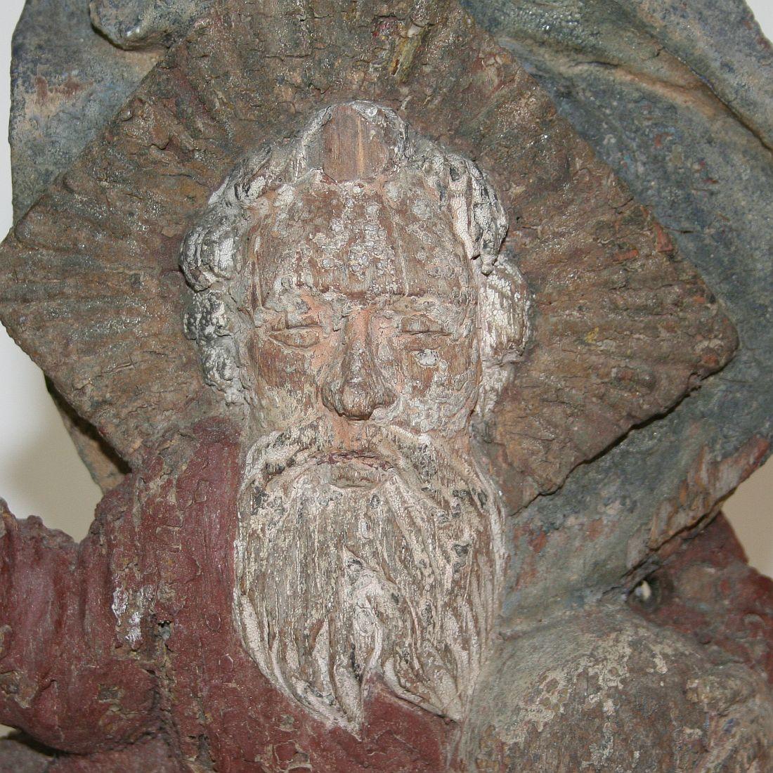 French 17th-18th Century Oak Panel Father God 10