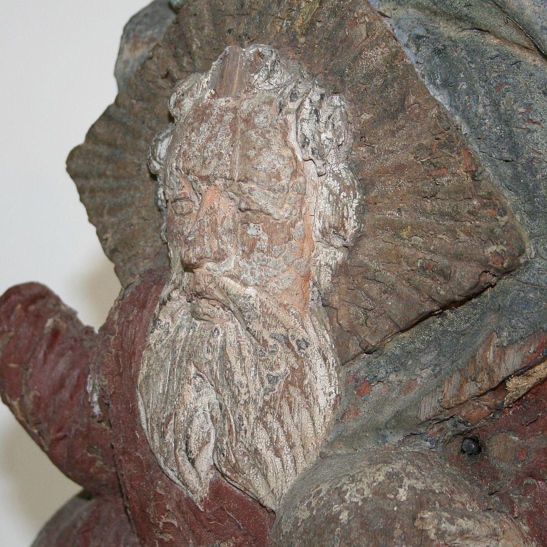 French 17th-18th Century Oak Panel Father God 11