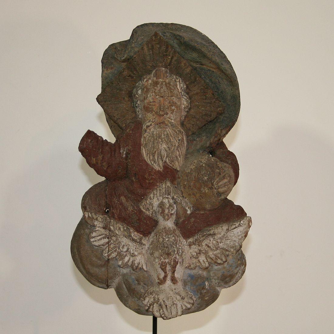 French 17th-18th Century Oak Panel Father God 2