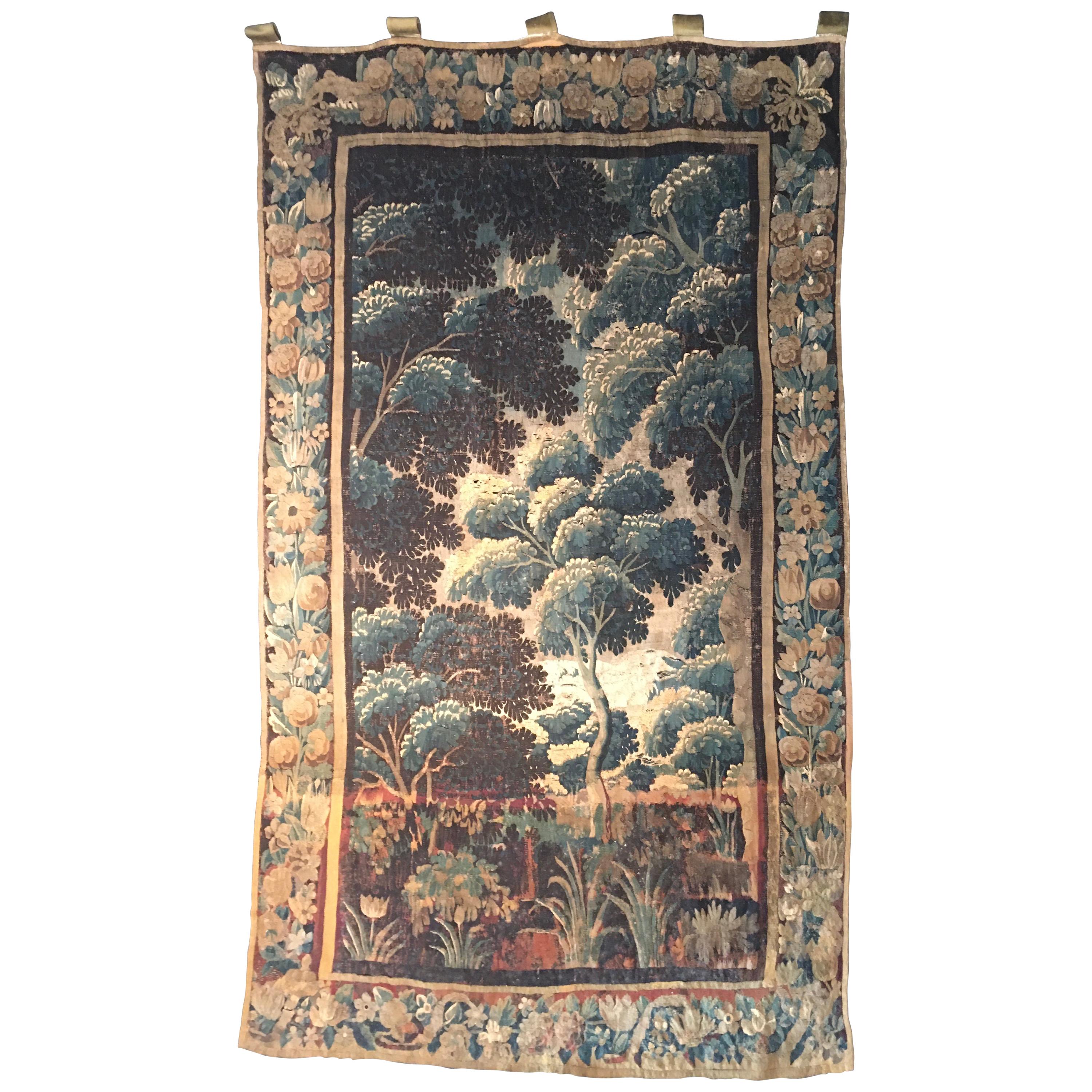 French 17th Century Aubusson Verdure Tapestry