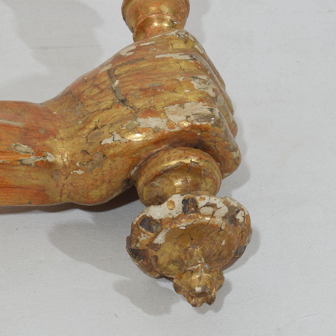 French 17th century Baroque Carved Gildwood Arm Wall Sconce Candle Holder For Sale 9