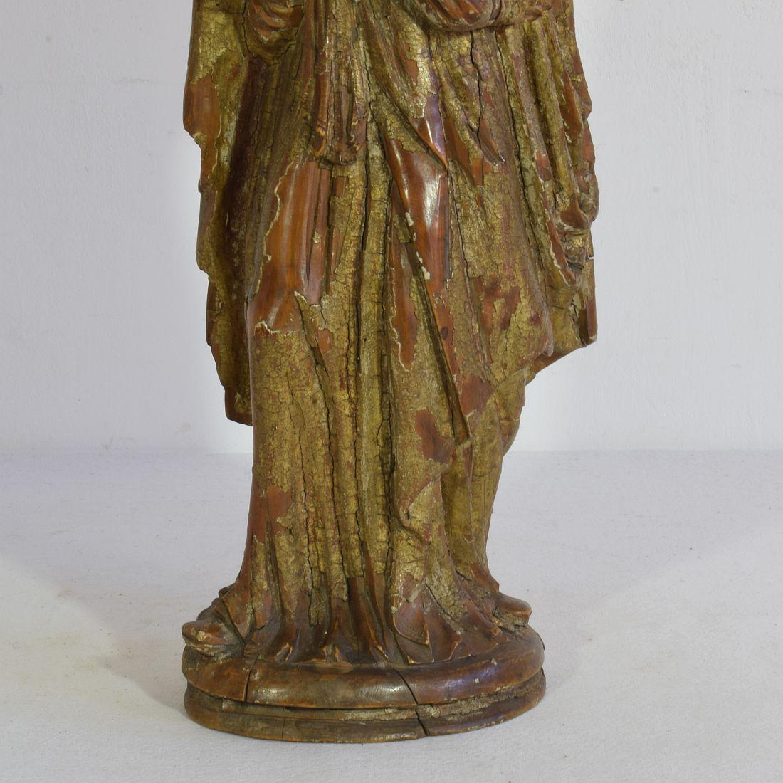 French 17th Century Baroque Wooden Madonna with Child 5