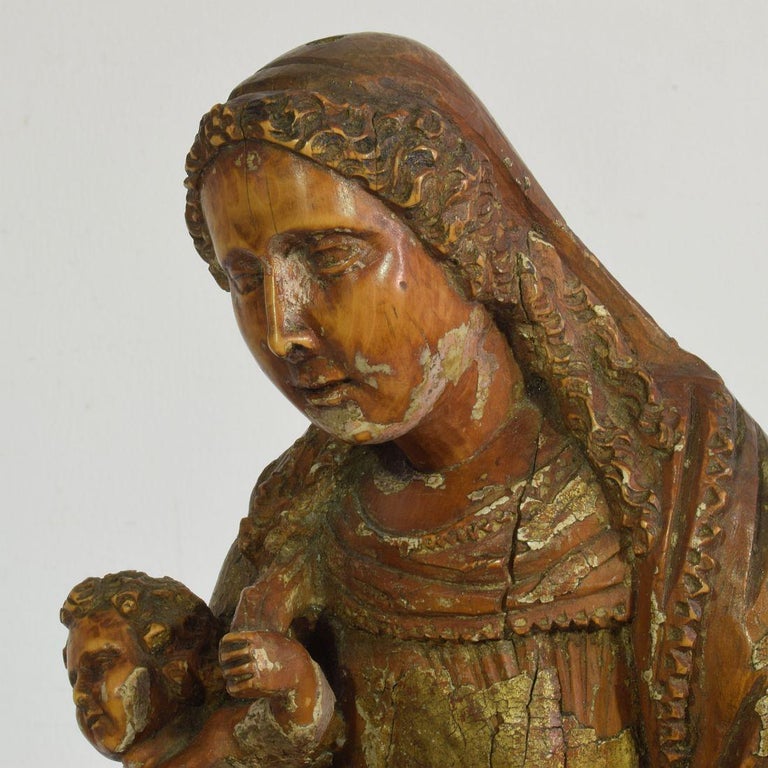 French 17th Century Baroque Wooden Madonna with Child at 1stDibs