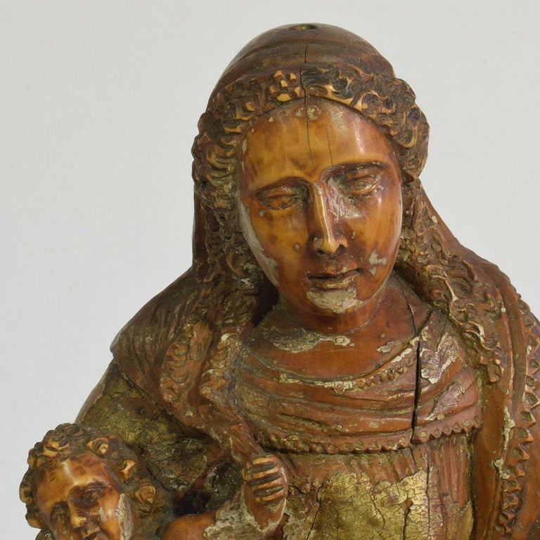 French 17th Century Baroque Wooden Madonna with Child at 1stDibs