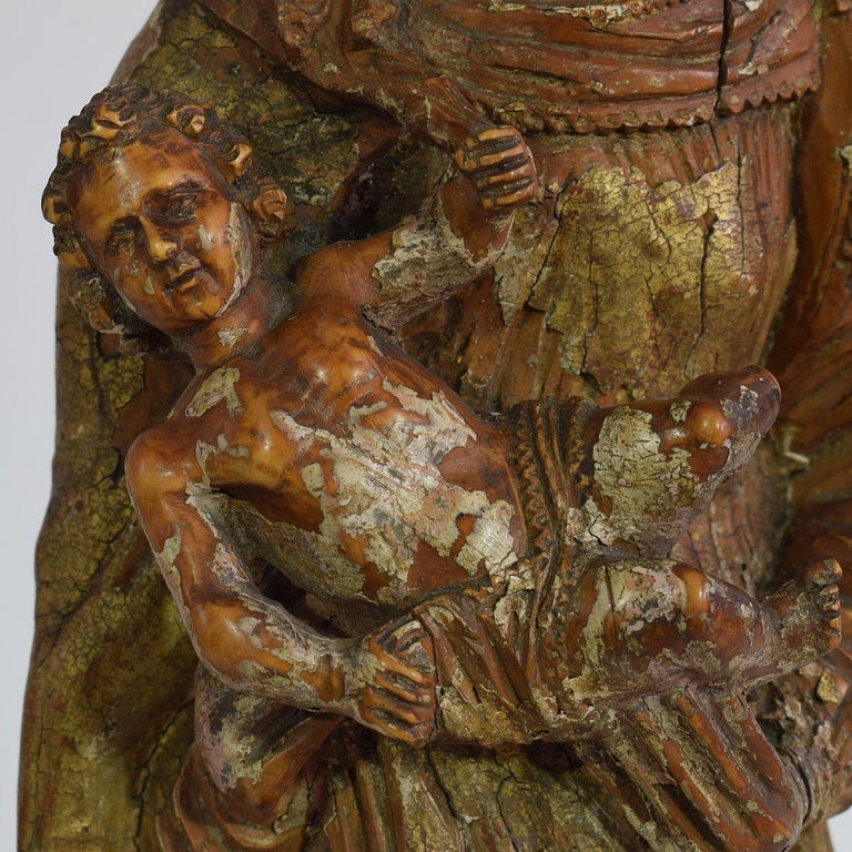 French 17th Century Baroque Wooden Madonna with Child at 1stDibs