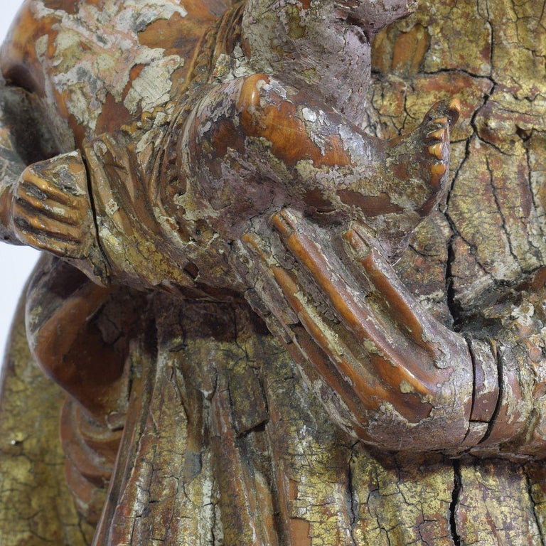 French 17th Century Baroque Wooden Madonna with Child at 1stDibs