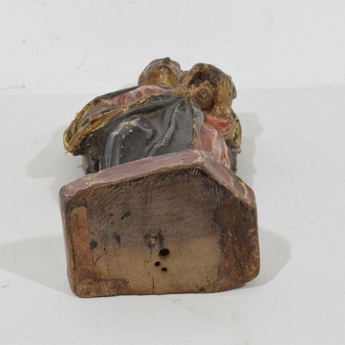 French 17th Century Baroque Wooden Madonna with Child For Sale 14
