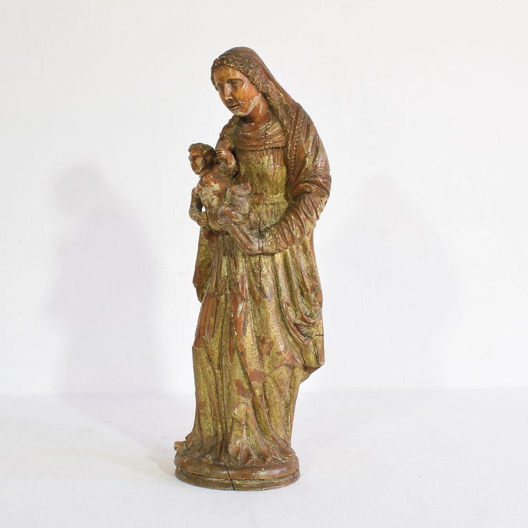 French 17th Century Baroque Wooden Madonna with Child at 1stDibs