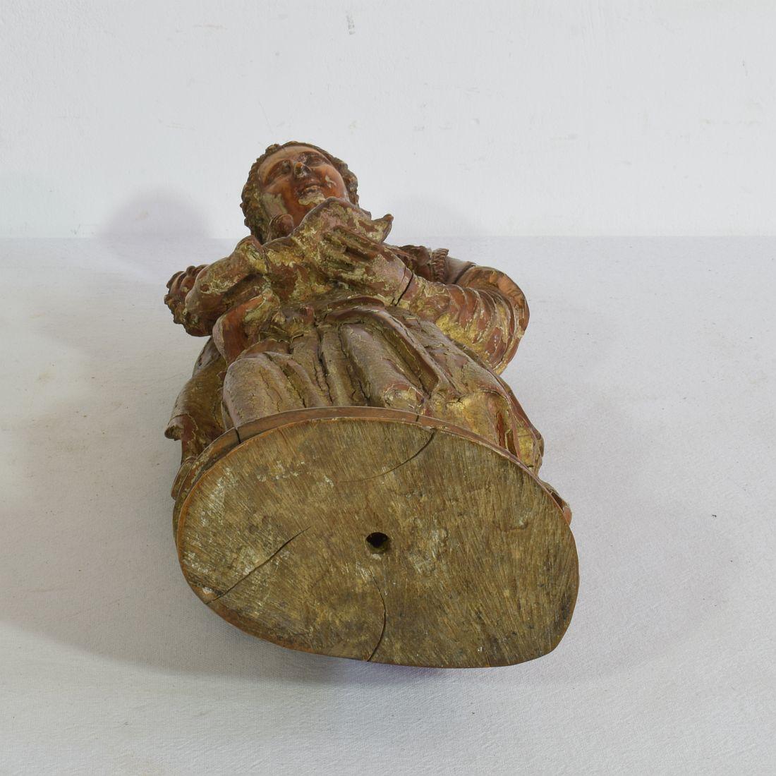 French 17th Century Baroque Wooden Madonna with Child 15