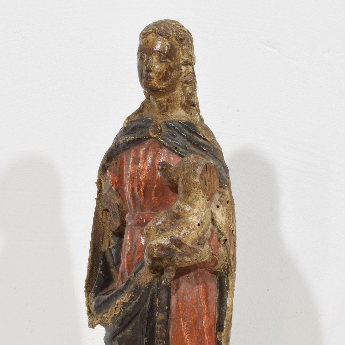 French 17th Century Baroque Wooden Madonna with Child For Sale 2