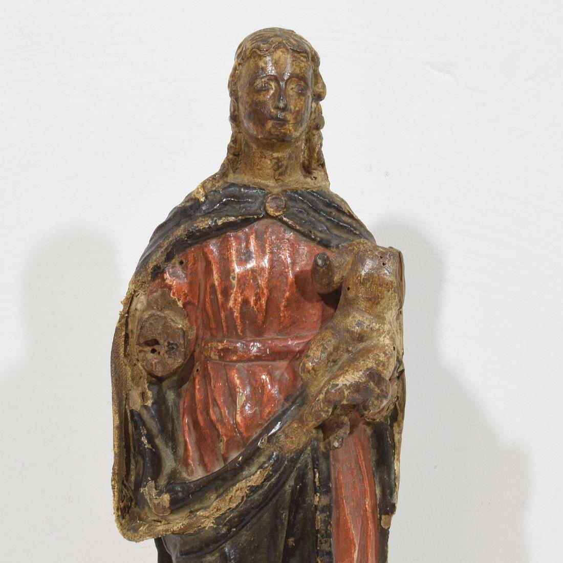 French 17th Century Baroque Wooden Madonna with Child For Sale 3