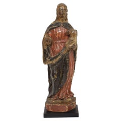 Madonna in legno barocca francese del XVII secolo con Bambino