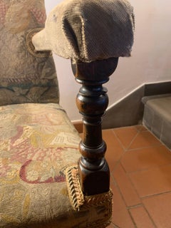 Großer französischer Sessel, Nussbaumholz + Deko-Stoff Petit Point
