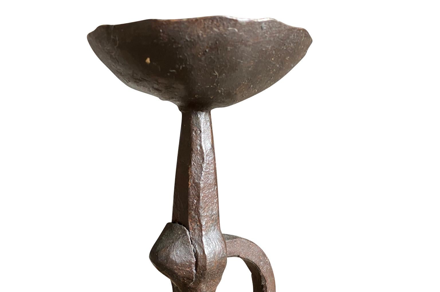 Iron French 17th Century Candlestick For Sale