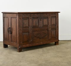 French 17th Century Carved Oak Trunk